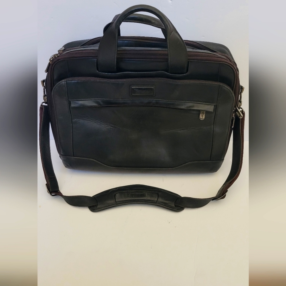 Hartmann American Belting Black Leather Attache Briefcase Bag Laptop Document